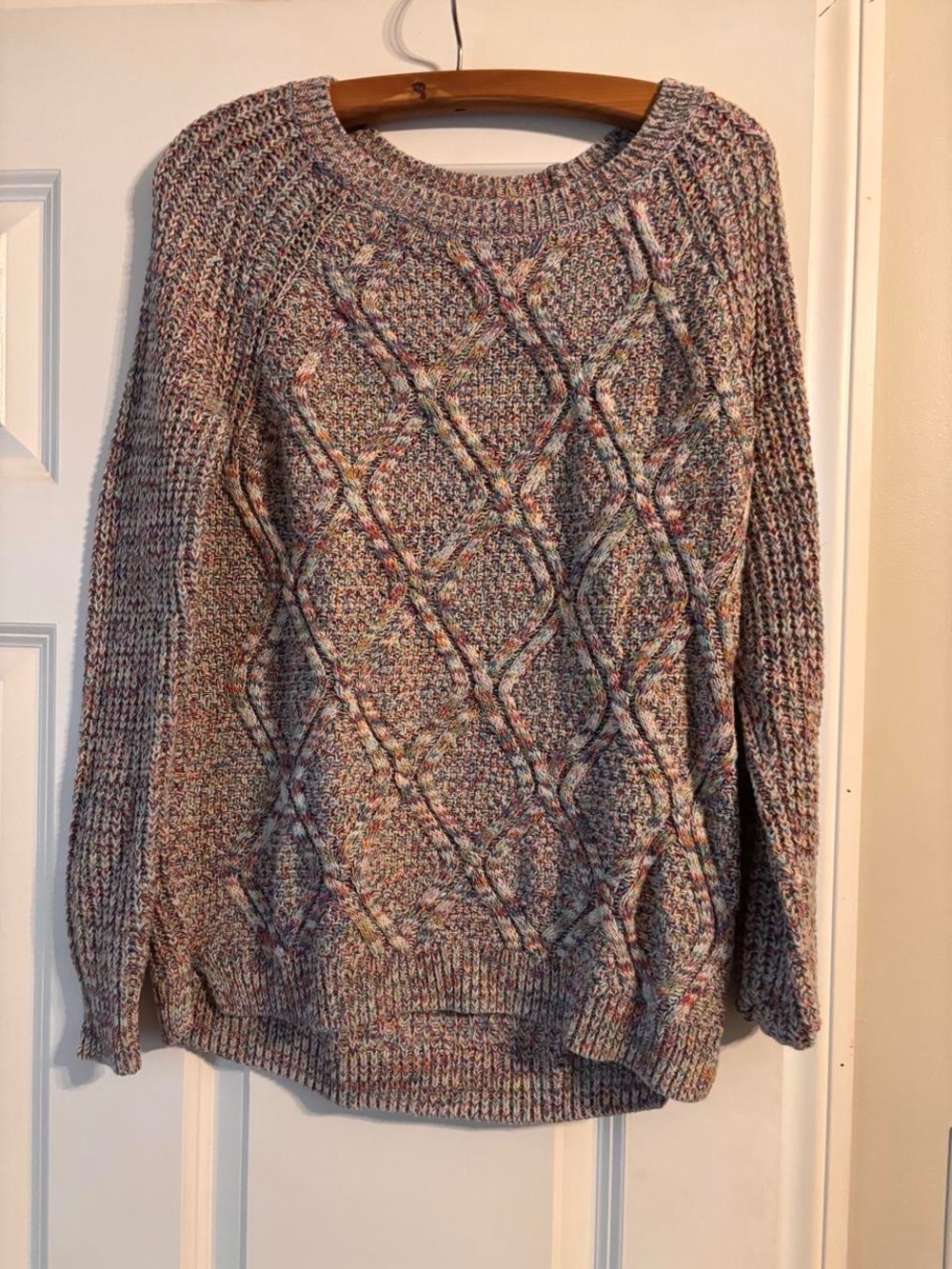 Faded Glory Multicolor Cable-Knit Crewneck Sweater